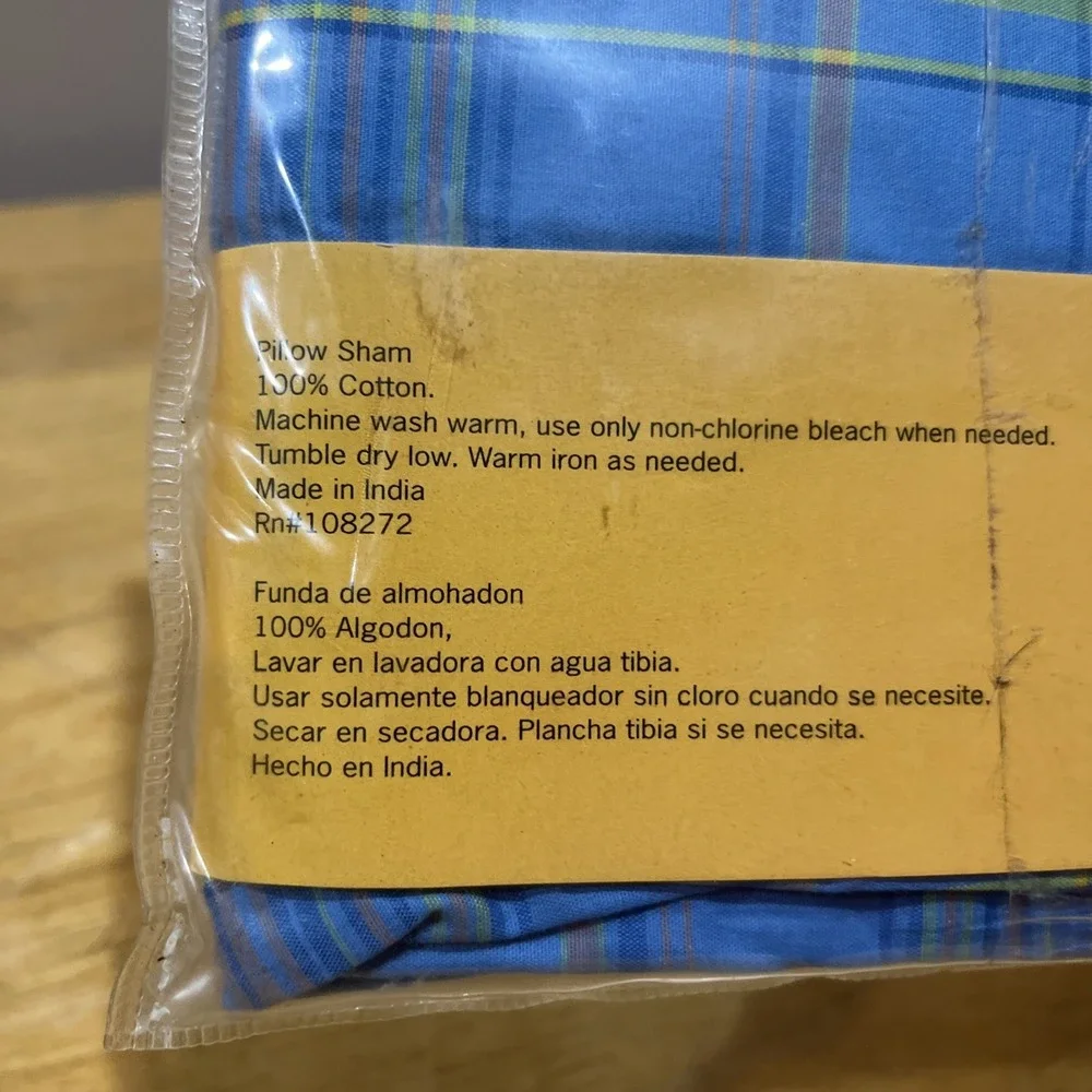 IZOD Resort Den Check Plaid PILLOW‎ SHAM Blue Green Pink